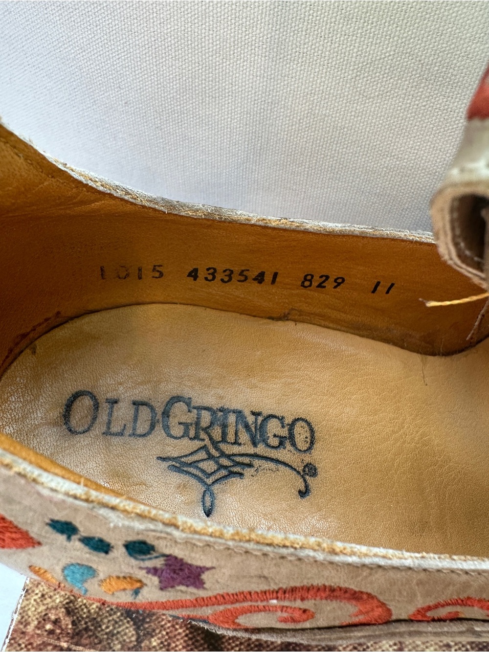 Old Gringo “Deborah Tico” Beige Leather Floral Embroidered T-Strap Bootie - Picture 2 of 9
